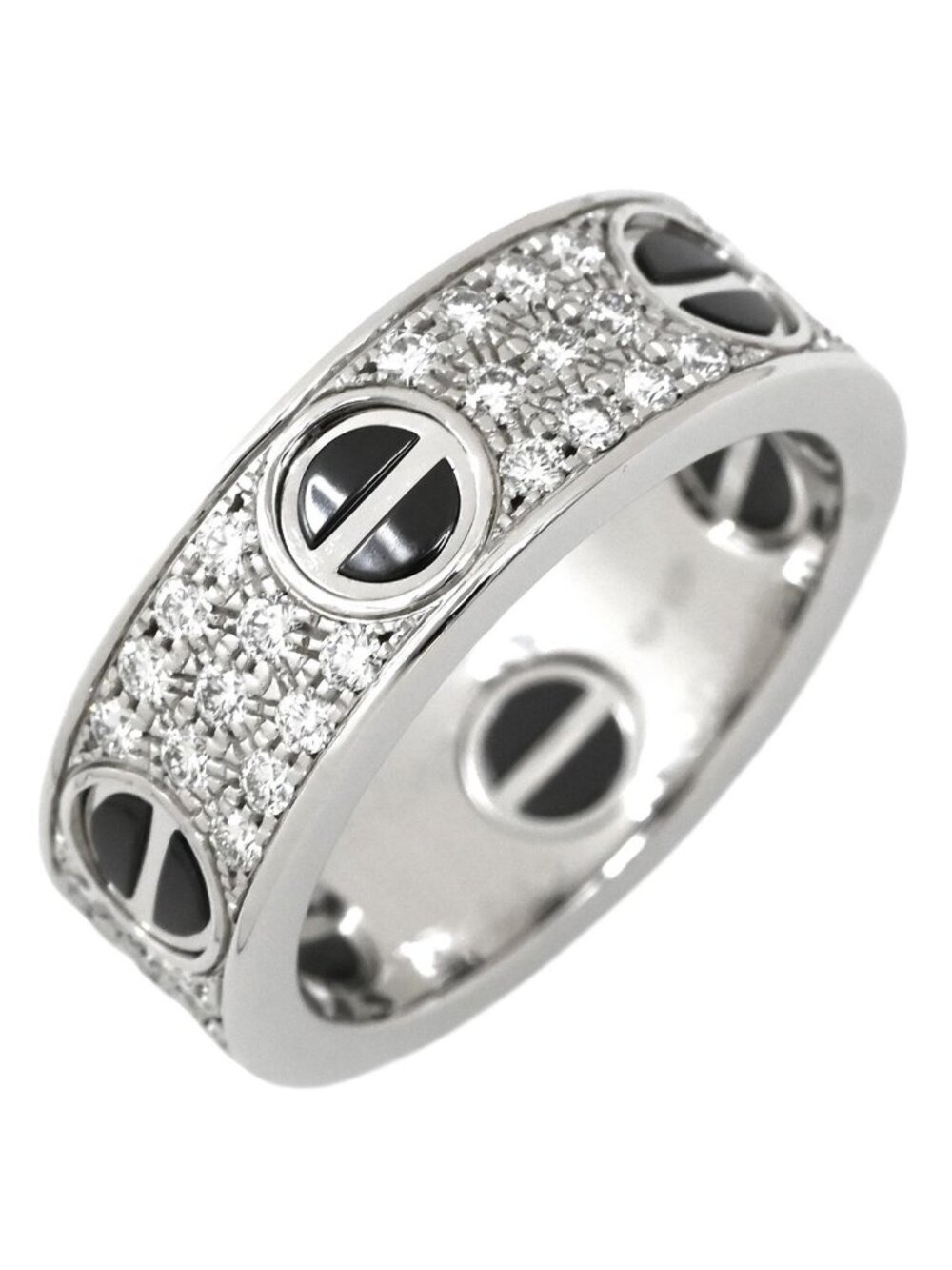 Cartier Ring Love Pave Diamond Ceramic Black White Gold